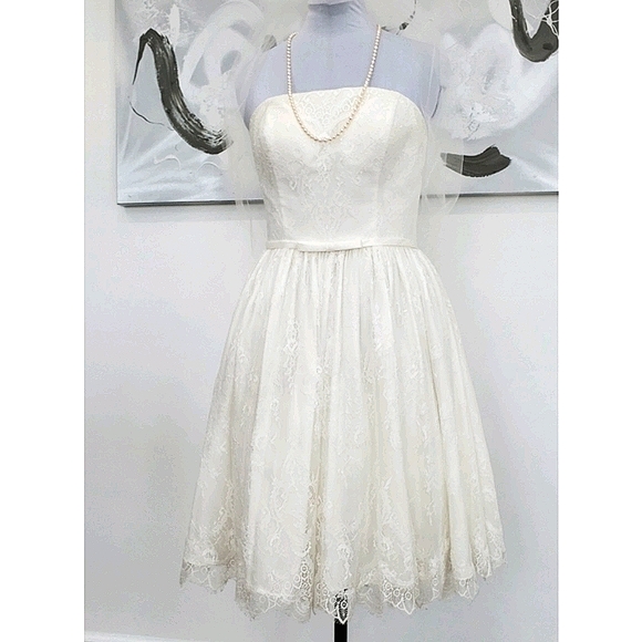 Wedding Gown by Mon Cheri, Ivory, midi, strapless - Picture 8 of 17